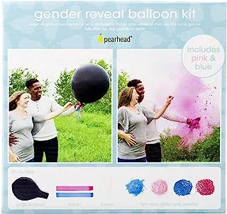Pearhead Gender Reveal Balloon Kit with Pink and Blue Powder, Glitter and Ribbons, Gender Reveal Party Supplies, Baby Gender Decorations