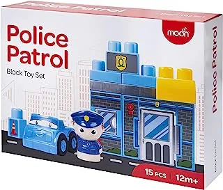 Moon Police Patrol Building Block Toy Set 15-Pieces, Multicolor