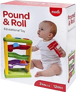 Moon Pound and Roll Learning Toy with 3 Balls Fun Ramp Tower for 12 Months Kid