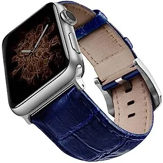 Viva Madrid Montre Crox Leather Strap for Apple Watch 42/44MM - Blue/Silver VIVA-MONSIL-CROCBLU