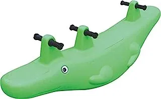 RBW TOYS Indoor or Outdoor play Rocking Seesaw Crocodile Plastic Seesaw Green For 3 Kids Activity Toys.