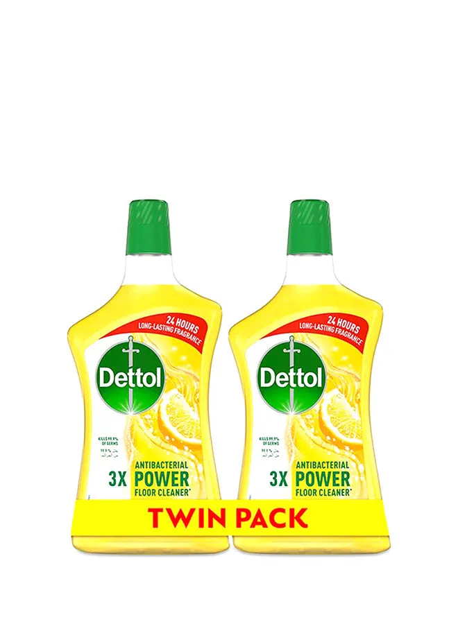 Dettol Lemon Antibacterial Power Floor Cleaner, Pack Of 2 Yellow 1.8x1.8Liters