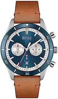 Boss Men's Stainless Steel Quartz Watch with Leather Strap, Brown, 22 (Model: 1513860), brown, Quartz Watch