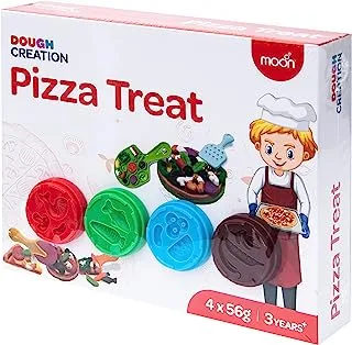 Moon Dough Creation Pizza Treat Educational Play Dough Set for Kids with Cutters Tools 4-Pieces, 56 g