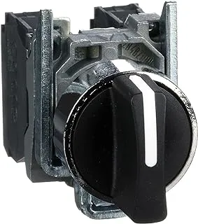 Schneider Electric Harmony XB4BD53 2 NO Spring Return to Centre 3 Position Selector Switch, Black