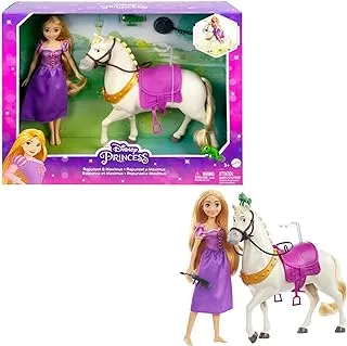 Disney Princess Toys, Rapunzel Doll with Maximus Horse, Pascal Figure, Brush and Riding Accessories, Inspired by the Disney Movie, HLW23
