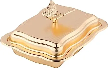 وعاء تمر حديد السيف مع غطاء بتصميم فراشة الحجم: متوسط، اللون: ذهبي مطفي