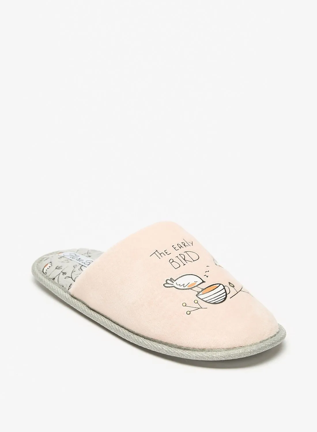 Flora Bella Printed Slip On Bedroom Slippers