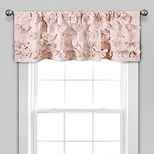 Lush Decor, Blush Riley Valance Textured Bow Tie Window Kitchen Curtain (Single), 18” x 52 L