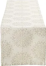 DII Holiday Dining Table Linen Sparkle Metallic Kitchen Décor, Table Runner, 14x108, Jacquard Snowflakes