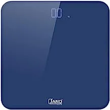 JANO Electric Bathroom Scale, Invisible LED display, Colorful design with big platform, Auto on/Auto off, Max: 180Kg/400Lb/28st, Batteries Type 4x AAA, Blue, E06115 2 Years warranty