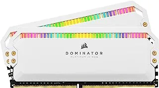 Corsair Dominator Platinum RGB DDR4 32GB (2x16GB) 3600MHz C18 ذاكرة سطح المكتب (12 مصباح LED فائق السطوع CAPELLIX RGB ، تبريد DHX حاصل على براءة اختراع ، توافق عريض ، Intel XMP 2.0) أبيض