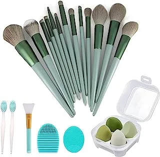 Xing-Ruiyang Makeup Brushes Set, 22Pcs Foundation Powder Concealers Eyeshadows Makeup Brushes Kit with Sponges Cleaning Brush Beauty Essentials Kit,Green