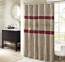 Madison Park Donovan Design Weave Red, Jacquard Traditional Shower Curtains for Bathroom, 72 X 72, Blush, 72x72