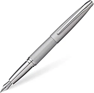 قلم حبر جاف من التيتانيوم الرمادي المغطى بالرمل Cross ATX (سن متوسط) مع تعيينات مطلية باللون الرمادي التيتانيوم المصقول بتقنية PVD