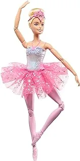 Barbie Doll Magical Ballerina Blonde Hair Light-Up Feature Tiara and Tutu Ballet Dancing Poseable Kids Toys, Pink Medium HLC25