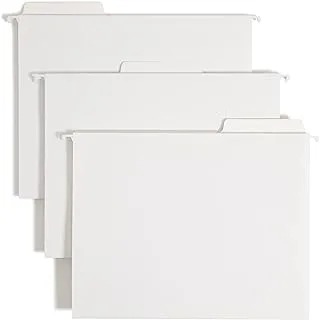 Smead FasTab Hanging File Folder, 1/3-Cut Built-in Tab, Letter Size, White, 20 per Box (64002)
