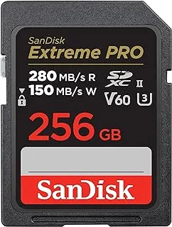 بطاقة ذاكرة سانديسك اكستريم برو SDXC UHS-II بسعة 256 جيجا - C10، U3، V60، 6K، 4K UHD، بطاقة SD - SDSDXEP-256G-GN4IN