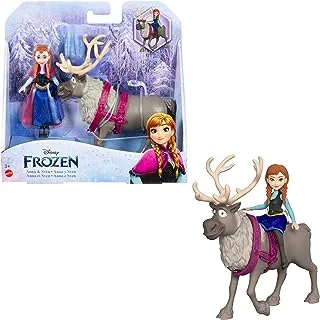 Disney Frozen Toys, Anna Posable Small Doll and Sven Reindeer Inspired by the Movies, Gifts for Kids, HLX03