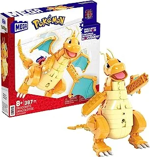 MEGA Pokémon Action Figure Building Toys for Kids, Dragonite with 388 Pieces and Wing Flapping Motion, Age 9+ Years Old Gift Idea, HKT25