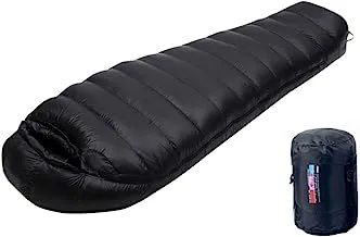 COOLBABY Ultralight Down Sleeping Bag Velvet Adult Outdoor Portable Four Seasons Warm Camping Travel Waterproof with Storage Bag,1500g Down Sleeping Bag,Black