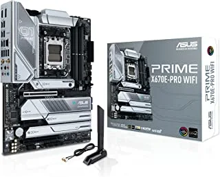 ASUS PRIME X670E-PRO WIFI, an AMD X670E Ryzen AM5 ATX motherboard with PCIe 5.0, four M.2 slots, DDR5 slots, USB 3.2 Gen 2x2 Type-C, USB4 support, WIFI 6E, and 2.5G Ethernet