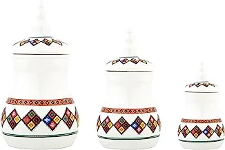 Al Saif Mirkaz Design Porcelain Canister Set, 15/12/9 cm Size