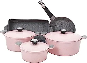 Neoflam Granite Exterma Cookware 8-Pieces Set, Pink Assorted Pack 117841