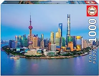 Educa - Shanghai Skyline at Sunset - 1000 Piece Jigsaw Puzzle - Puzzle Glue Included - Completed Image Measures 26.8