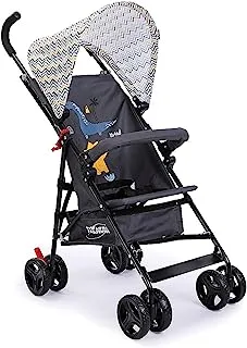 Teknum Stroller | Eco Lite Stroller | Lightweight Durable Buggy | Big Basket | Easy To Fold | 3-Point Safety Harness | 300D Fabric Cannopy | Max Weight 15Kg | 6Months+| Dinosaur Print | Yellow Wave