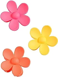 Yellow Chimes Plastic Floral Design Claw Clip - Multicolor
