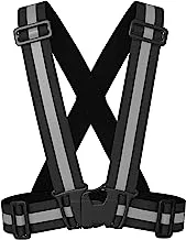 COOLBABY حزام سترة عاكس قابل للتعديل للسلامة مع وضوح عالٍ ، أسود