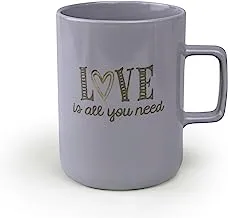 كوب شاي وقهوة من البورسلين بسعة 350 مل من الخزف مقاس 8.5 × 9.5 سم - رمادي سوفا - الحب هو كل ما تحتاجه