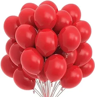 RGLT 25 Pc Red Party Balloons 12 Inch Red Balloons with Matching Color Ribbon for Red Theme Party Decoration, Weddings, Baby, B75-25R