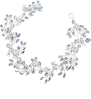 Yellow Chimes White Crystal-Studded Floral Hair Vine Hair Jewellery for Woman & Girls, Medium, Non-Precious Metal