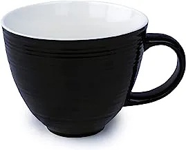 Shallow 380ml Porcelain wide Mug – 10x9cm Black