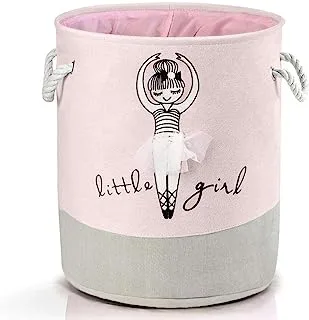 Storage Bin，Cotton Collapsible Pink Organizer Basket for Girls Laundry Hamper,Toy Bins,Gift Baskets, Laundry Hamper,Bedroom, Clothes,Baby Nursery(Pink)