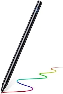 قلم لمس نشط لشاشات اللمس، قلم ذكي قابل لإعادة الشحن 1.5 مم [متوافق مع هواتف iPhone iPad Samsung والأجهزة اللوحية (iOS/Android)] أسود