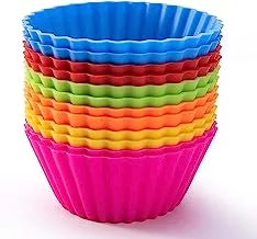 SHOWAY Silicone Cupcake Liners 12Pcs, Baking Cups Non-Stick Cake Muffin Chocolate Cupcake Liner Baking Cup Mold, Multicolor