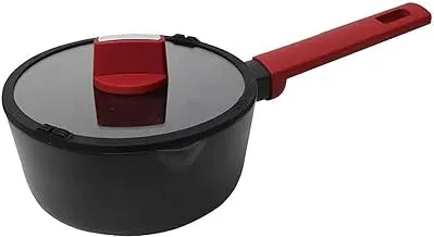 Betty Crocker Forged Aluminum Sauce Pan And Lid Black/Red 16Cm Thickness 2.6Mm BC2058