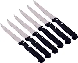 Al Saif 0.8mm Steak Knife with PP Handle Set 6-Pieces, 4.5-Inch Size, Black