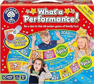 Orchard Toys What A Performance! Game, An Action And Performance Game, Family Game, Reveal Hidden Forfeits, Age 5 To Adult, Kids Toys Games