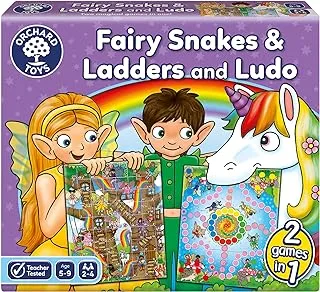 Orchard Toys Fairy Snakes And Ladders With Ludo Game, Multi Colour
