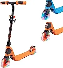 EVO Light Speed Childrens Scooter | Light-Up Two Wheeled Scooter With Light Up Wheels | Easy Fold And Lock Kick Scooter With Adjustable Height Handles | Junior Push Scooter For Kids Aged 5+ (Orange)