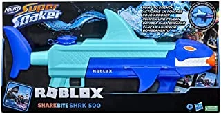 Nerf Super Soaker Roblox Sharkbite Water Blaster SHRK 500 Includes Code for Exclusive Virtual Item, Multi-Coloured Pump Mechanism