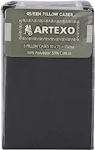 ARTEXO Queen Pillow Cases, 50 x 75 + 15 cm, 6 Pieces, Black
