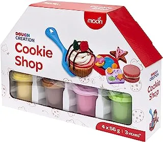 Moon Dough Creation Cookie Shop Educational Play Dough Set for Kids with Cutters Tools 4-Pieces, 56 g, Multicolor