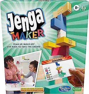 Jenga Maker, Genuine Hardwood Blocks, Stacking Tower Game, Game for Kids Ages 8 and Up, Game for 2-6 Players, Play in Teams