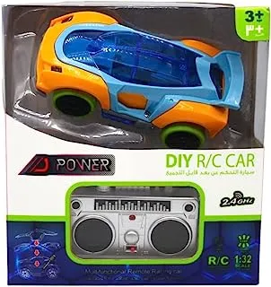 D-Power 4 Wheel Scale 1:32 DIY Remote Control Car Building Toy Kit for Kids, Orange