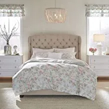 Laura Ashley Home - طقم غطاء لحاف كينج ، سرير قطني قابل للعكس مع شمس متطابقة ، ديكور منزلي مسامي لجميع الفصول (Madelynn Blue ، King)